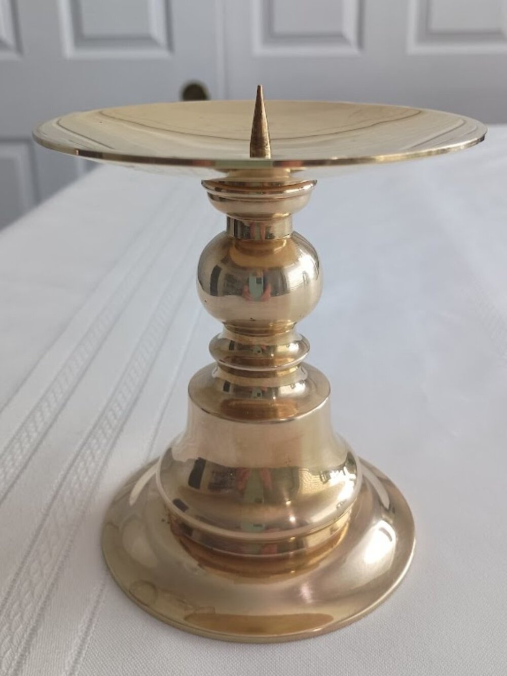 Vintage Brass Pillar Candleholder with Spike